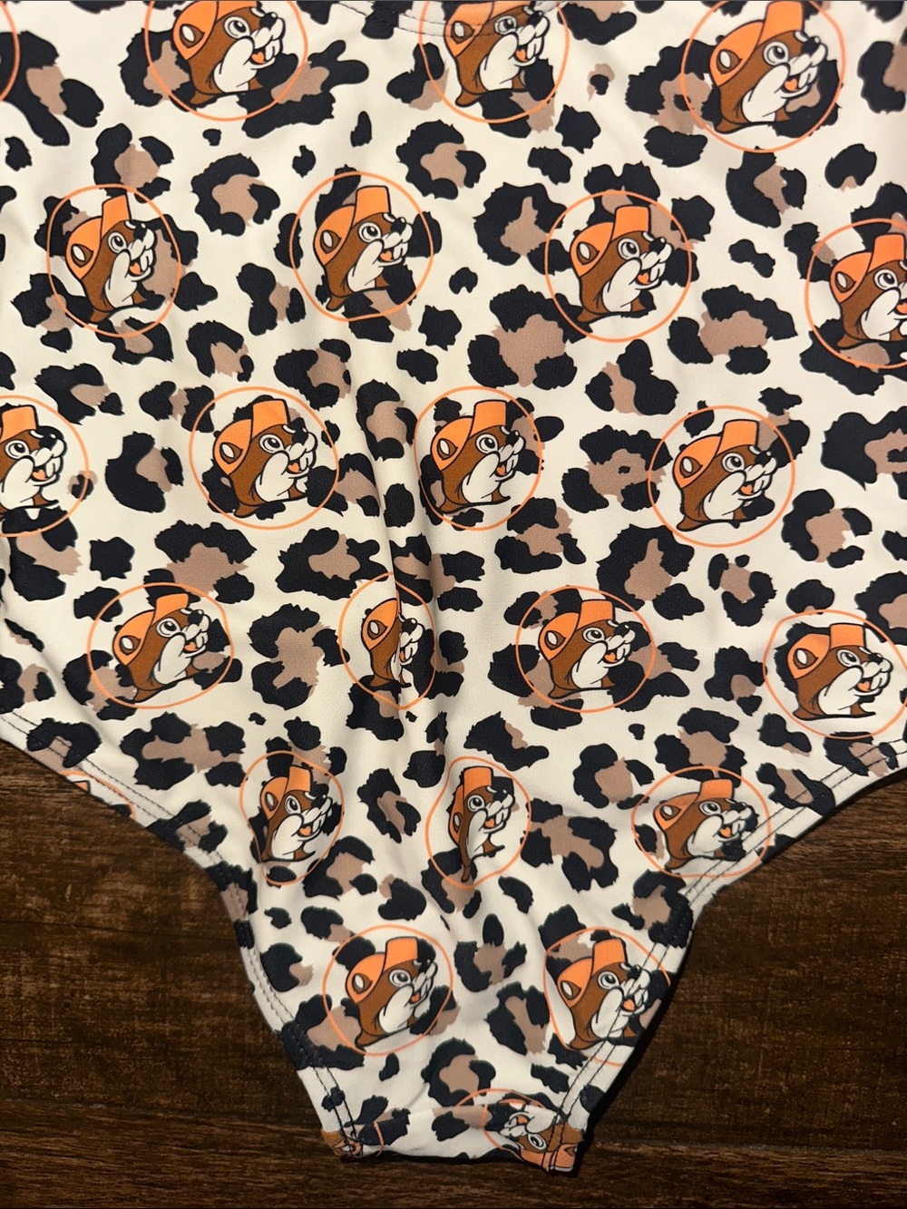Buc-ee’s Girls 3T Leopard Print One Piece Swimsuit coral Ruffle - Picture 7 of 7